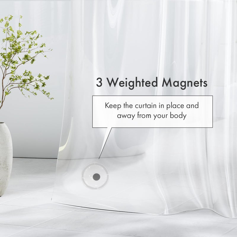 Amazer Long Shower Curtain Liner with Magnets, 72 x 78 Plastic Clear Shower Liner PEVA Waterproof Medium Weight Inside Shower Curtains Liner for Bathroom with Rustproof Grommets - Image 5